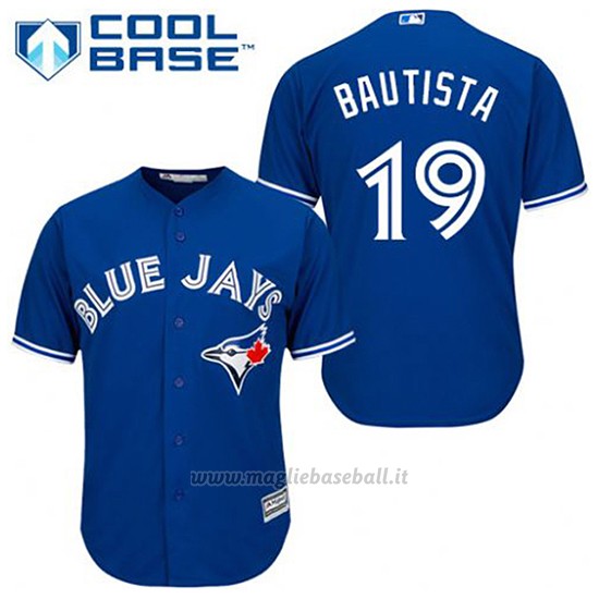 Maglia Baseball Uomo Toronto Blue Jays Jose Bautista 19 Blu Alterner Cool Base